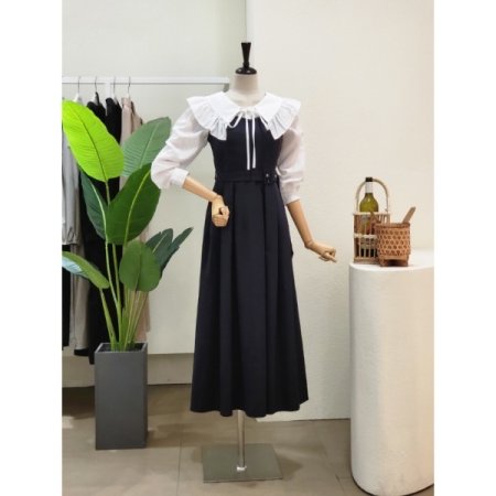 벨티드 A라인 뷔스티에 롱원피스