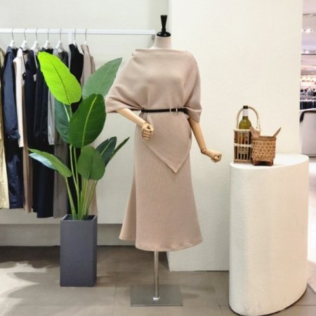 언발란스 골지 벨트 스커트 세트