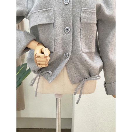 투포켓 카라넥 스트링 가디건