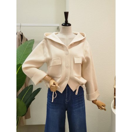 투포켓 카라넥 스트링 가디건