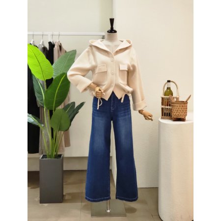 투포켓 카라넥 스트링 가디건