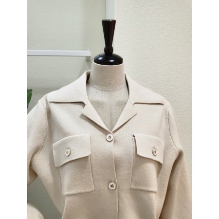 투포켓 카라넥 니트 자켓