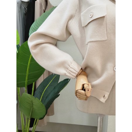 투포켓 카라넥 니트 자켓