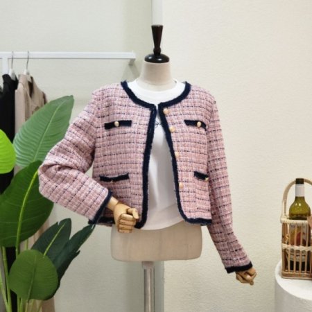데님 포인트 트위드 자켓