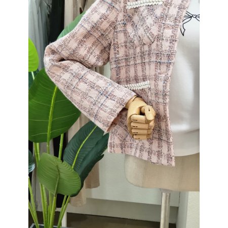 포켓 노카라 트위드 자켓