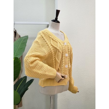 꽈배기 포인트 브이넥 가디건