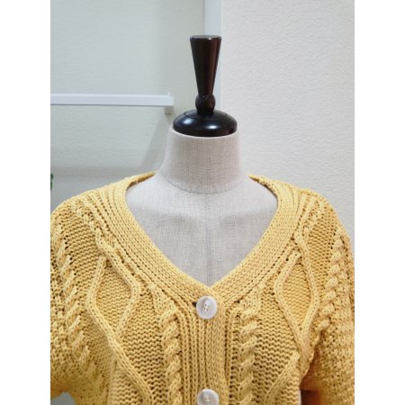 꽈배기 포인트 브이넥 가디건