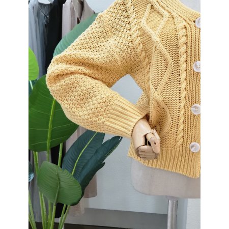 꽈배기 포인트 브이넥 가디건