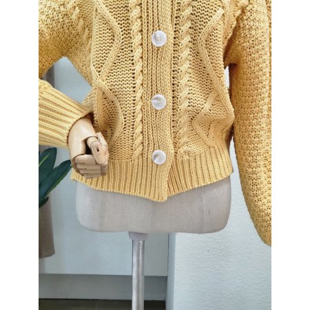 꽈배기 포인트 브이넥 가디건