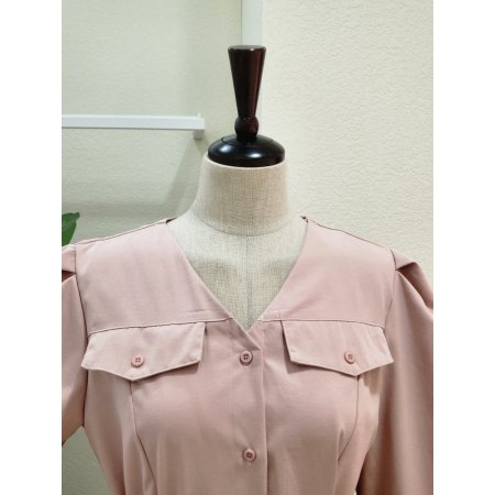 A라인 벨티드 브이넥 롱원피스