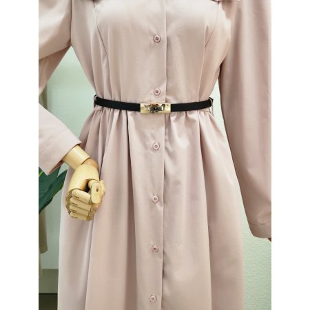 A라인 벨티드 브이넥 롱원피스