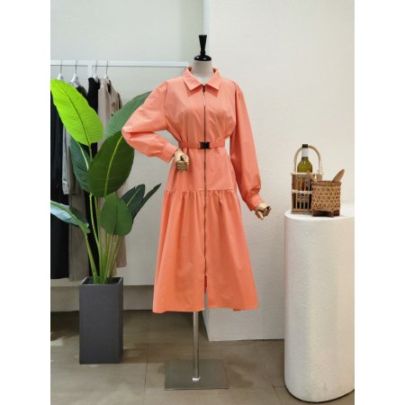 캉캉 집업 벨티드 롱원피스