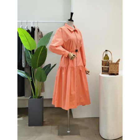 캉캉 집업 벨티드 롱원피스