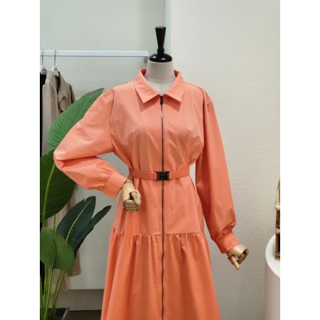 캉캉 집업 벨티드 롱원피스