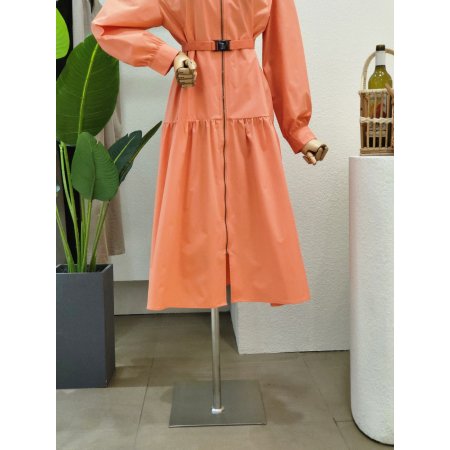 캉캉 집업 벨티드 롱원피스