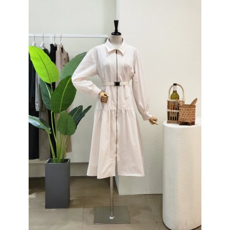 캉캉 집업 벨티드 롱원피스