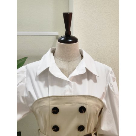 셔츠 포인트 벨티드 롱원피스