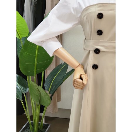 셔츠 포인트 벨티드 롱원피스