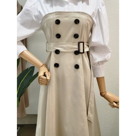 셔츠 포인트 벨티드 롱원피스