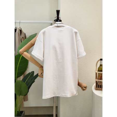 트임 루즈핏 라운드 티셔츠