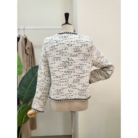 포켓 브이넥 트위드 자켓