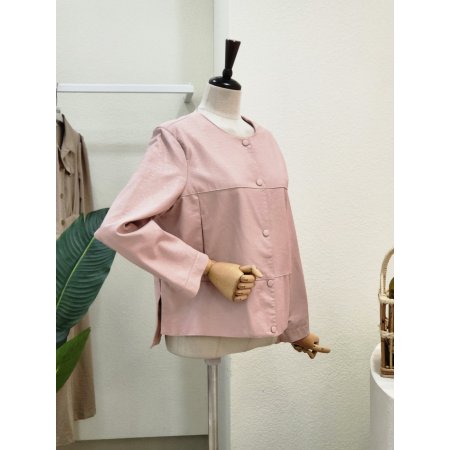 절개 노카라 래더 자켓