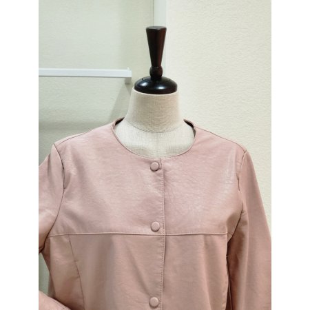 절개 노카라 래더 자켓