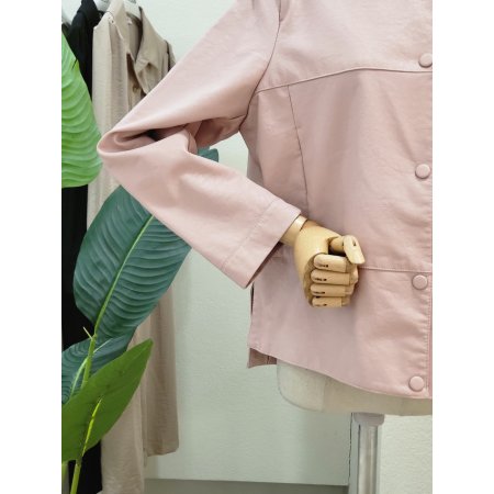 절개 노카라 래더 자켓