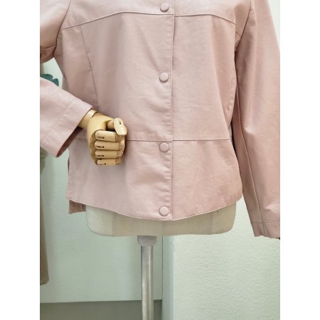 절개 노카라 래더 자켓