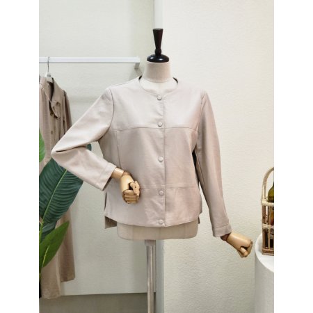 절개 노카라 래더 자켓