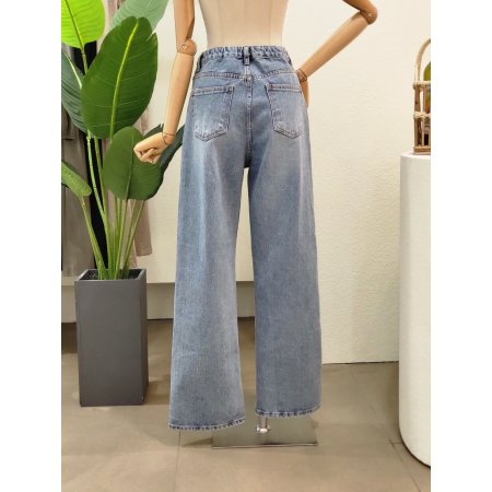 세미 와이드 데님 팬츠