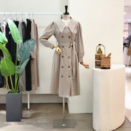 빅카라 스티치 벨티드 롱원피스