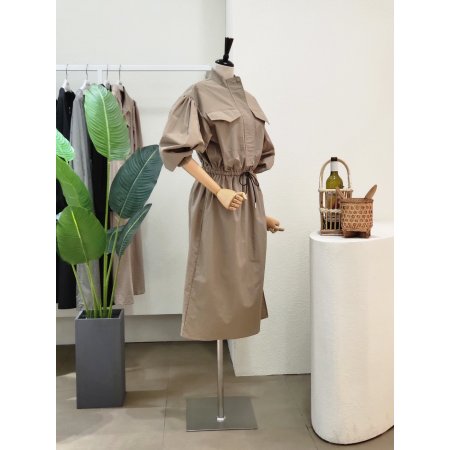 투포켓 바스락 스트링 롱원피스