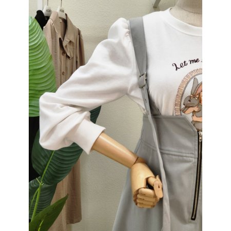 지퍼 포인트 멜빵 롱원피스