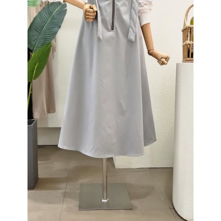 지퍼 포인트 멜빵 롱원피스