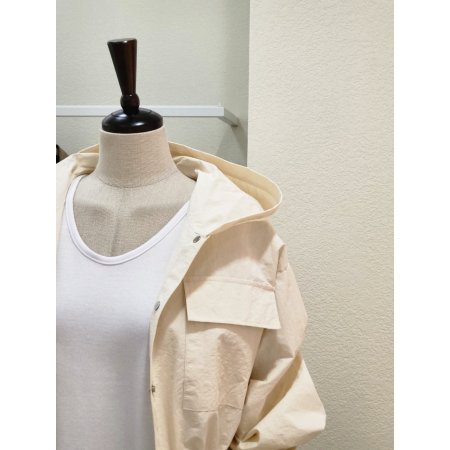 스트링 포인트 후드 롱 점퍼