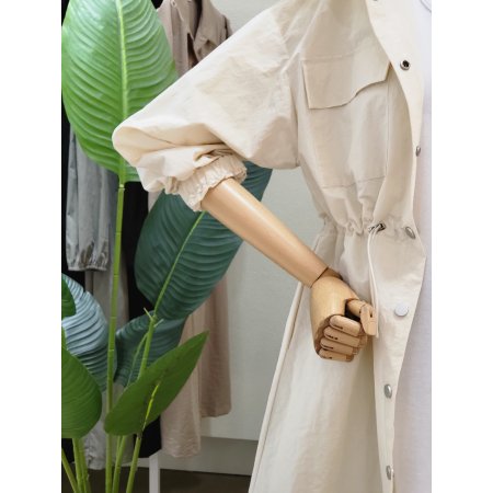 스트링 포인트 후드 롱 점퍼