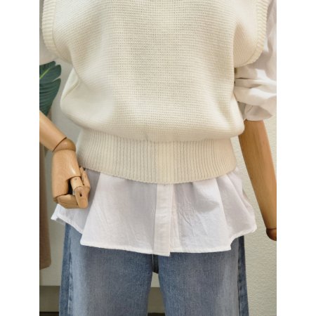 크롭 라운드 니트 베스트