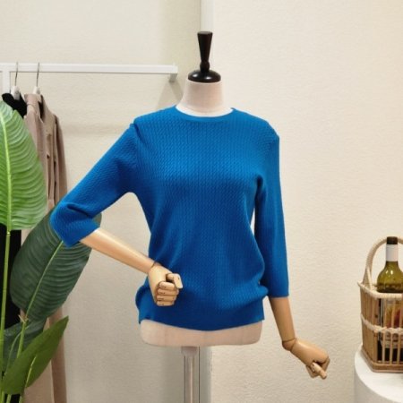 미니 꽈배기 7부 니트