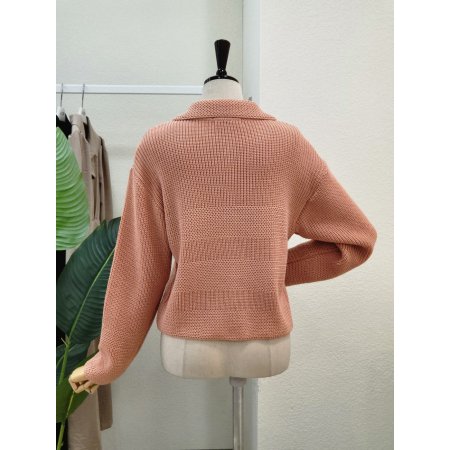 단추 오픈 카라넥 가디건