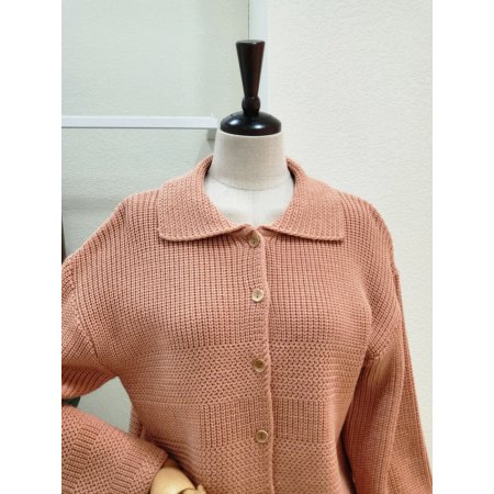 단추 오픈 카라넥 가디건