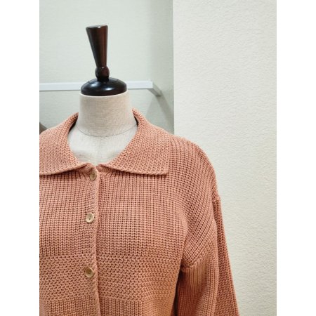 단추 오픈 카라넥 가디건