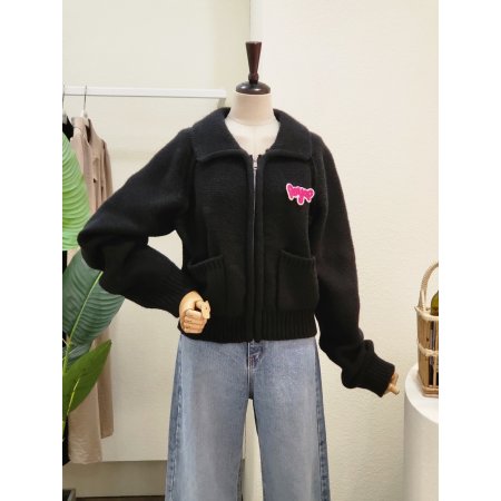 투포켓 집업 카라넥 가디건