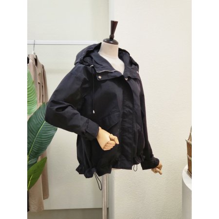 셔링 바람막이 후드 점퍼