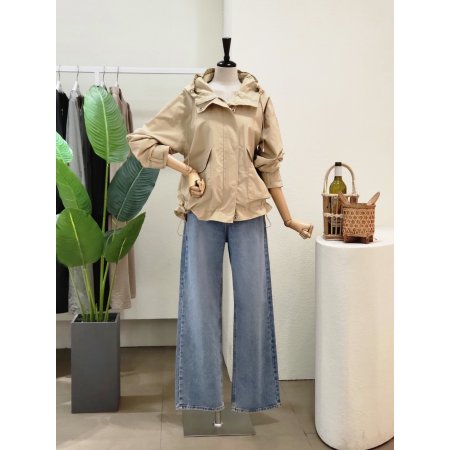 셔링 바람막이 후드 점퍼