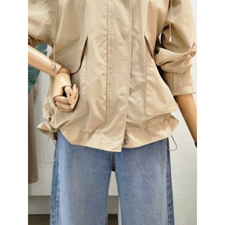 셔링 바람막이 후드 점퍼