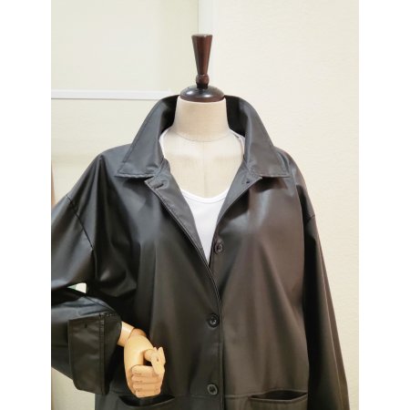 루즈핏 카라넥 래더 자켓