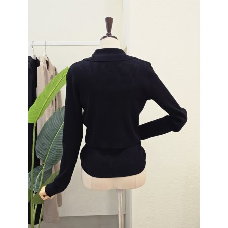 골지 카라넥 가디건 민소매 세트