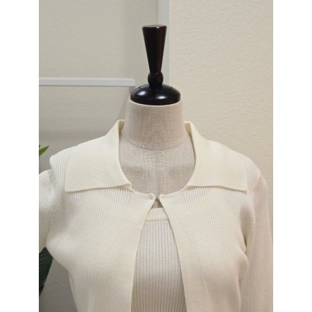 골지 카라넥 가디건 민소매 세트