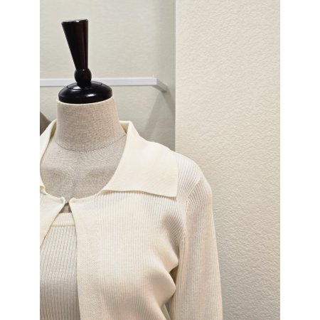 골지 카라넥 가디건 민소매 세트